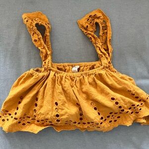 Mustard Yellow 100% Cotton Babydoll Crop Top